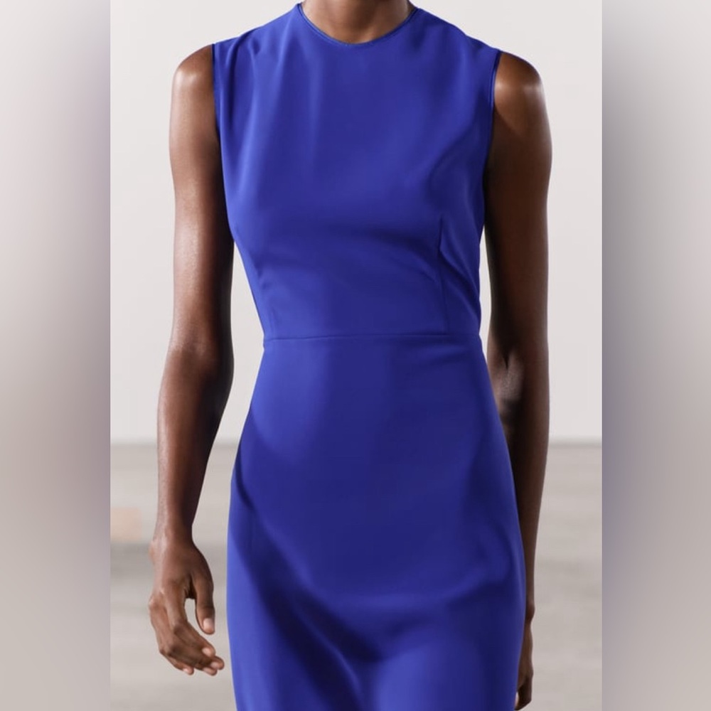 NWT Zara cobalt blue midi dress size M
